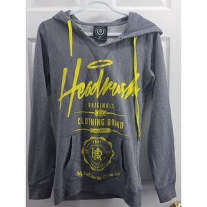 Headrush Original Fortune Favors the Brave Grey Hoody Yellow Logo Size Small